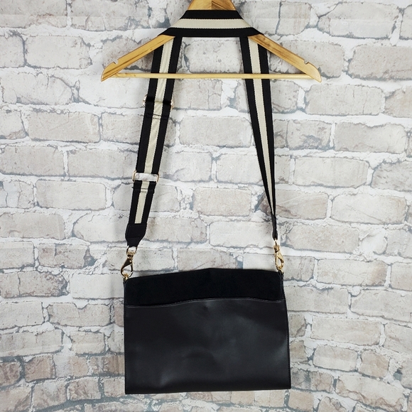 Dear Drew by Drew Barrymore Leather Envelope Satchel Black Gold - Picture 6 of 16